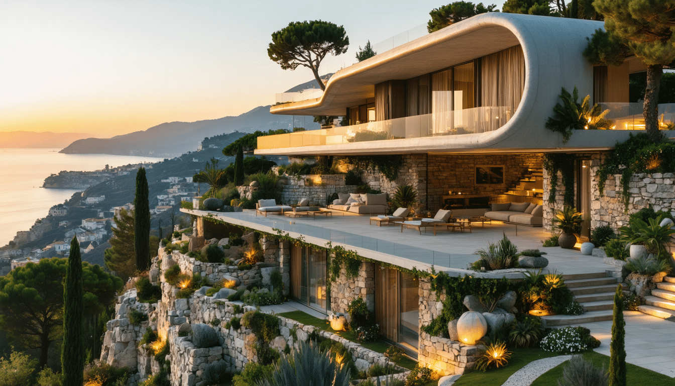 découvrez une maison innovante perchée sur les hauteurs de nice, où le style méditerranéen se réinvente avec modernité et élégance. plongez dans un design unique alliant confort et esthétique, tout en offrant des vues imprenables sur la côte d'azur.