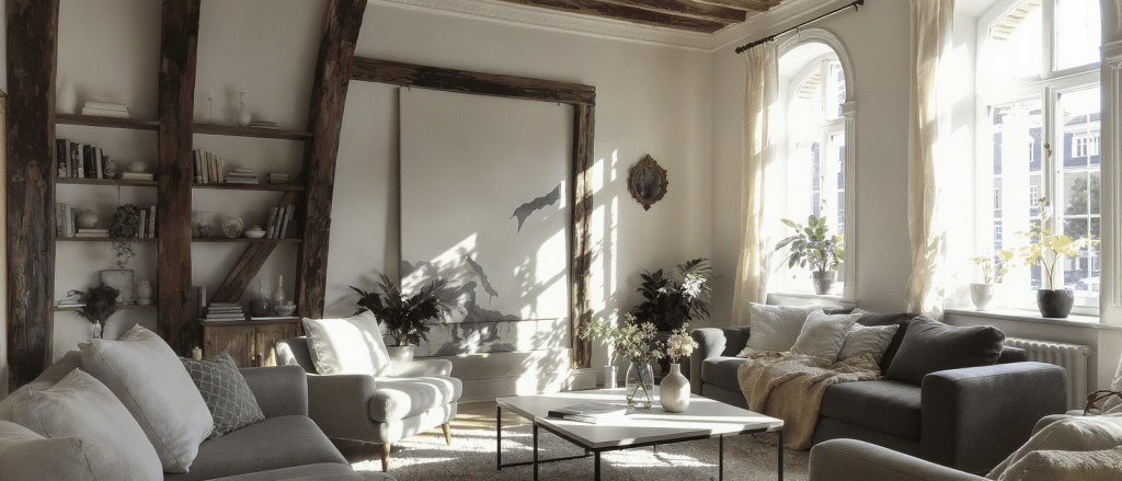 découvrez à oslo un appartement de 58m2 où le confort moderne sublime le charme de l’ancien, alliant élégance et authenticité dans un cadre lumineux et chaleureux.