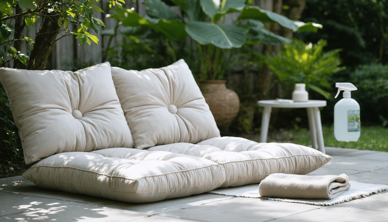 d&eacute;couvrez comment nettoyer efficacement vos coussins d&rsquo;ext&eacute;rieur en textiles d&eacute;perlants et les prot&eacute;ger durablement contre l&rsquo;humidit&eacute; et les taches. conseils d&rsquo;entretien pour conserver l&rsquo;&eacute;clat et la r&eacute;sistance de vos tissus de jardin.