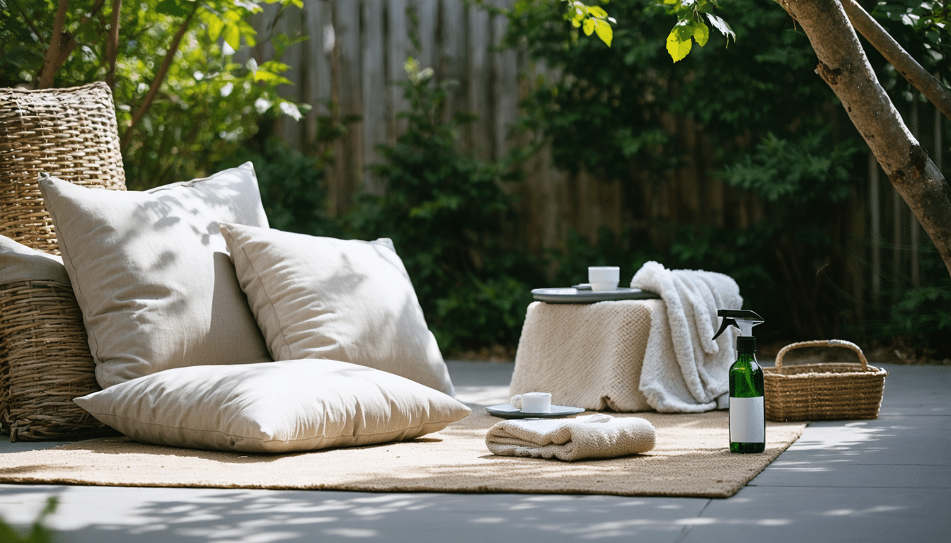 d&eacute;couvrez comment nettoyer efficacement et prot&eacute;ger vos coussins d'ext&eacute;rieur fabriqu&eacute;s avec des textiles d&eacute;perlants. astuces et conseils pour prolonger la dur&eacute;e de vie de vos assises de jardin.