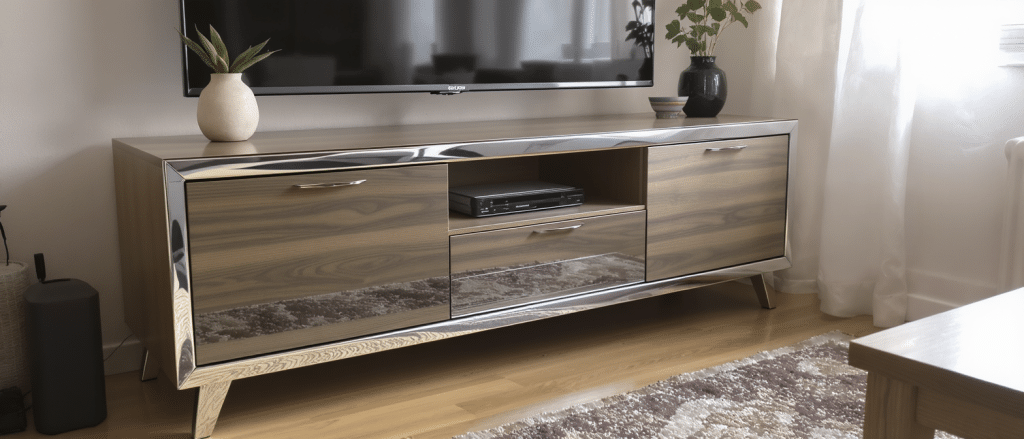 d&eacute;couvrez comment transformer votre meuble tv ikea en une pi&egrave;ce ultra design gr&acirc;ce &agrave; une touche chrom&eacute;e &eacute;l&eacute;gante et facile &agrave; r&eacute;aliser.