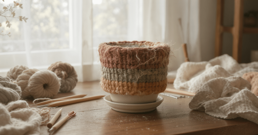 Plongez dans l’univers craftcore en créant votre propre cache-pot en laine