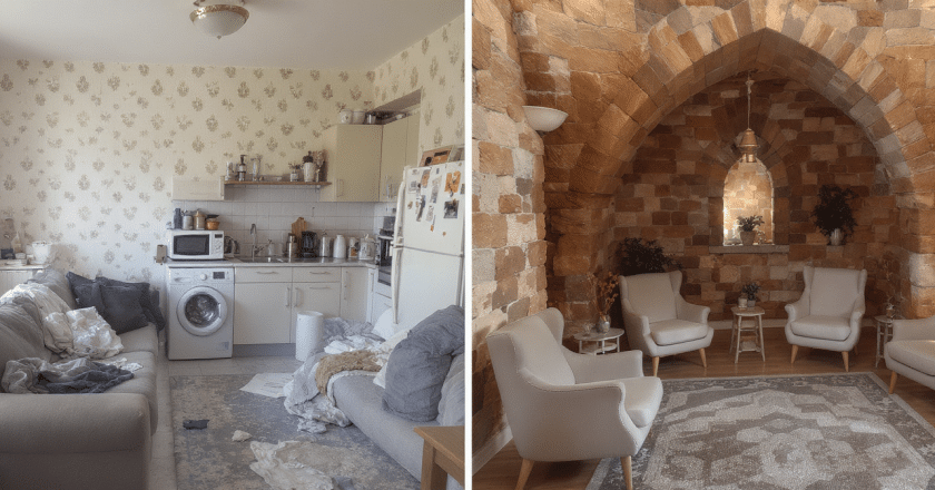 Métamorphose d’un studio de 26 m² en château moderne : avant et après