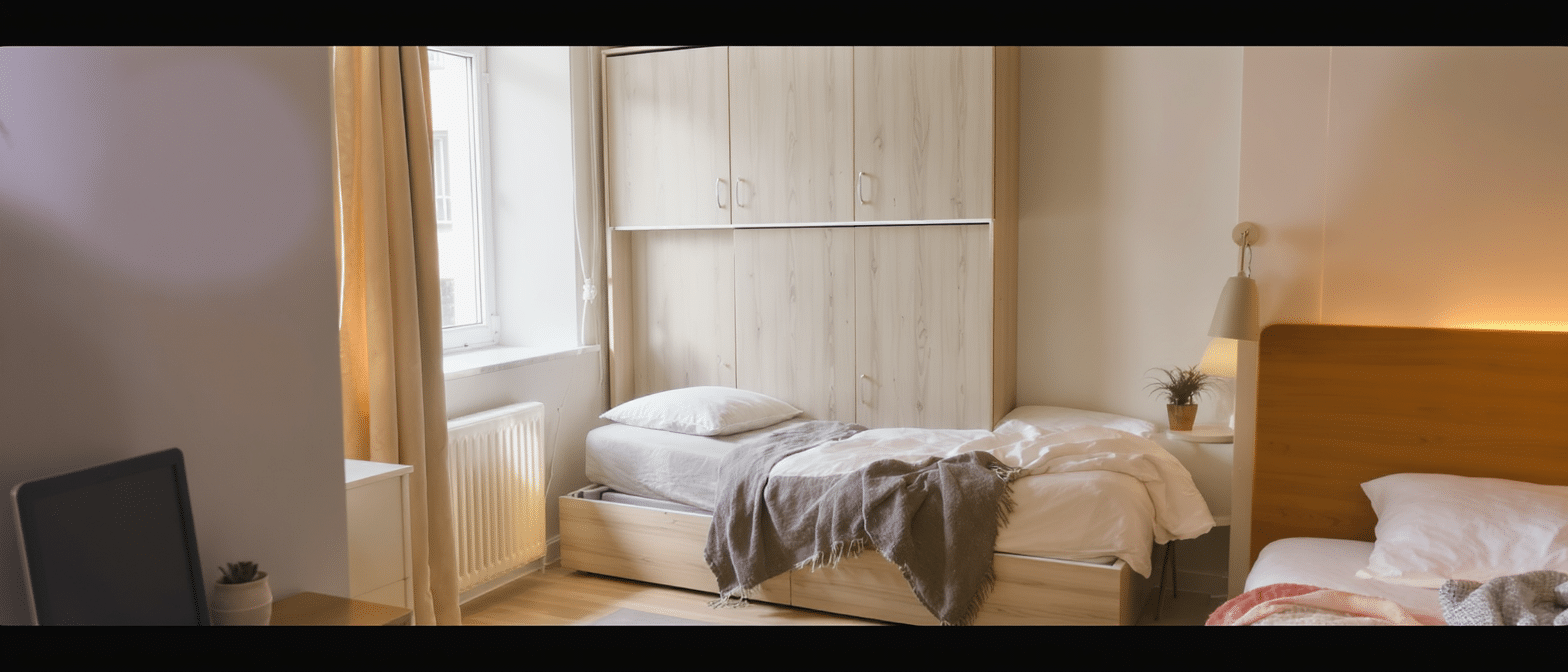 d&eacute;couvrez des astuces ing&eacute;nieuses et une d&eacute;co styl&eacute;e pour cacher efficacement votre lit dans un studio, optimisant ainsi l'espace tout en apportant charme et fonctionnalit&eacute; &agrave; votre int&eacute;rieur.