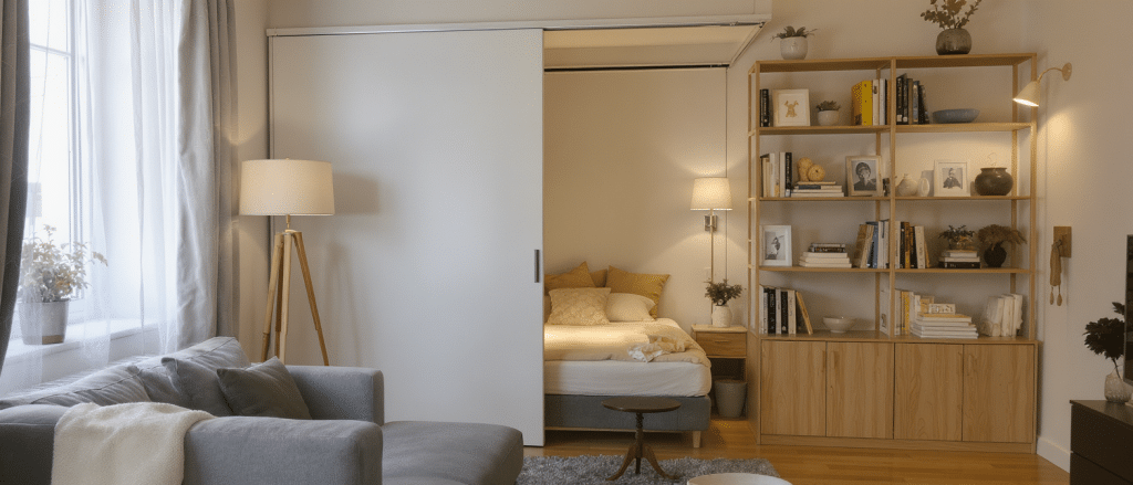 d&eacute;couvrez des astuces ing&eacute;nieuses et une d&eacute;co styl&eacute;e pour dissimuler votre lit dans un studio, optimisez l'espace et cr&eacute;ez un int&eacute;rieur &agrave; la fois pratique et &eacute;l&eacute;gant.