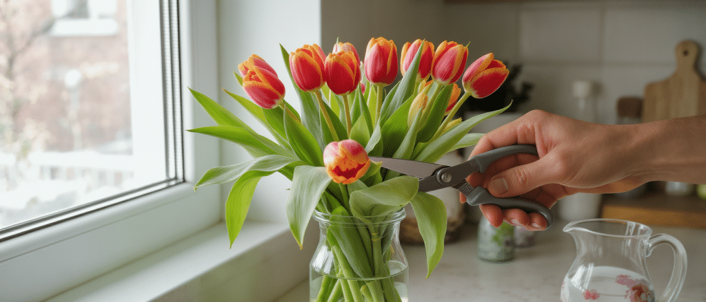 d&eacute;couvrez le secret simple et efficace pour prolonger la dur&eacute;e de vie de vos tulipes en bouquet et profiter de leur beaut&eacute; plus longtemps.