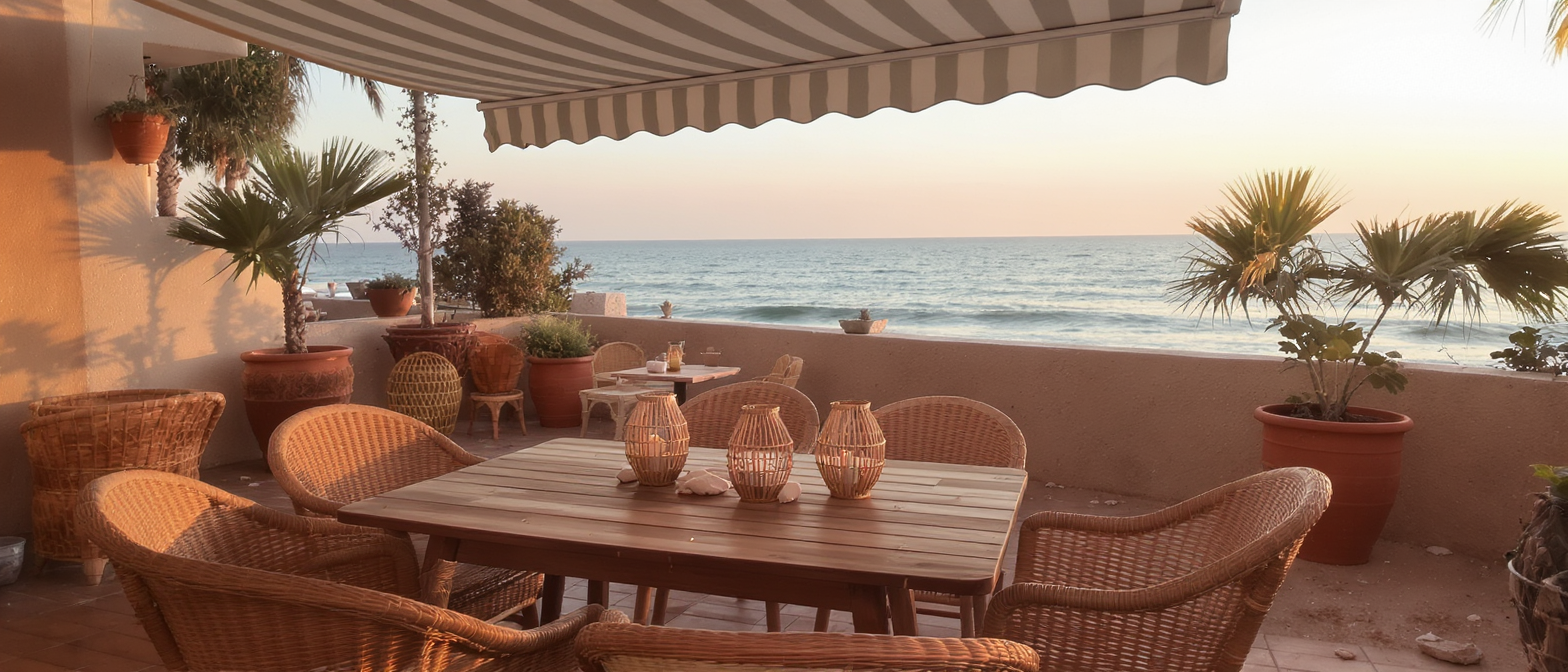 d&eacute;couvrez des inspirations d&eacute;co outdoor &agrave; adopter gr&acirc;ce &agrave; ce restaurant de plage andalou, alliant charme m&eacute;diterran&eacute;en et ambiance chaleureuse pour votre espace ext&eacute;rieur.
