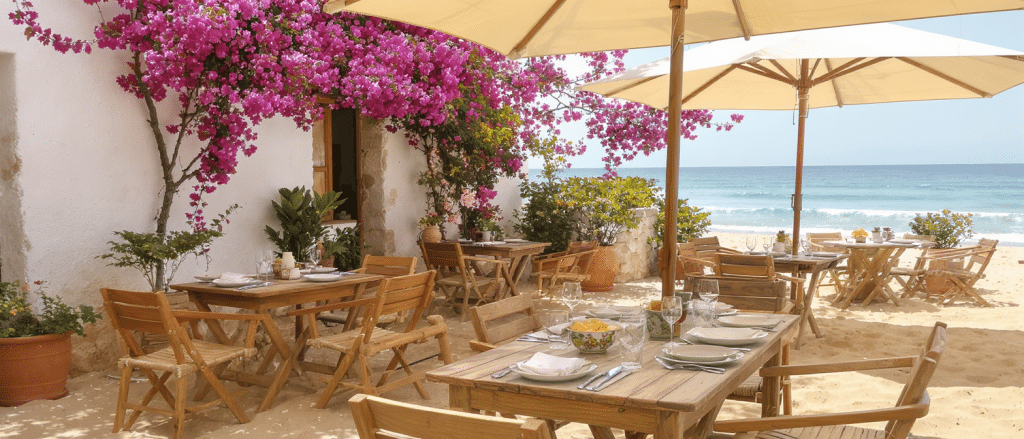 d&eacute;couvrez des inspirations d&eacute;co outdoor uniques &agrave; emprunter &agrave; ce charmant restaurant de plage andalou, alliant authenticit&eacute; et ambiance estivale.
