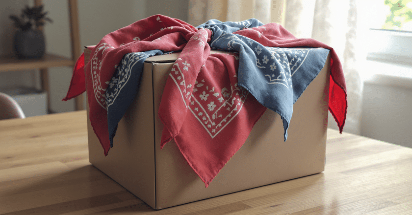 Métamorphosez une boîte en carton IKEA en objet déco unique grâce à un bandana astucieux