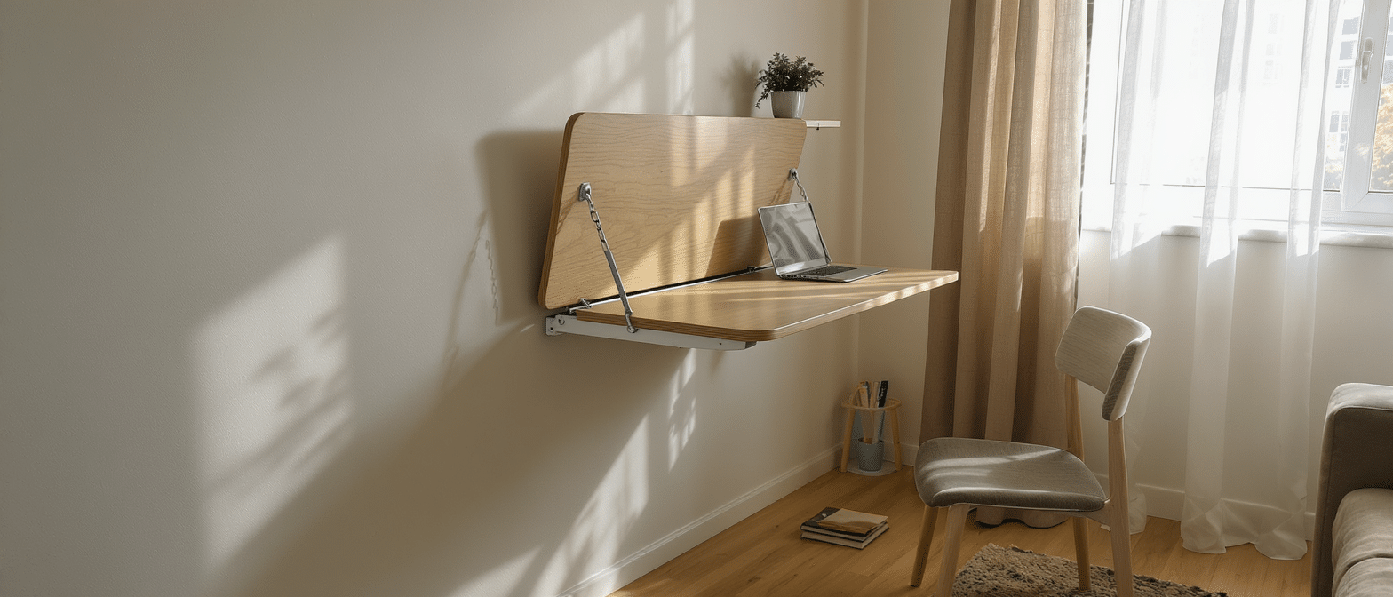 d&eacute;couvrez notre astuce diy pour fabriquer facilement un bureau mural rabattable et optimiser votre espace de travail en un clin d'&oelig;il.