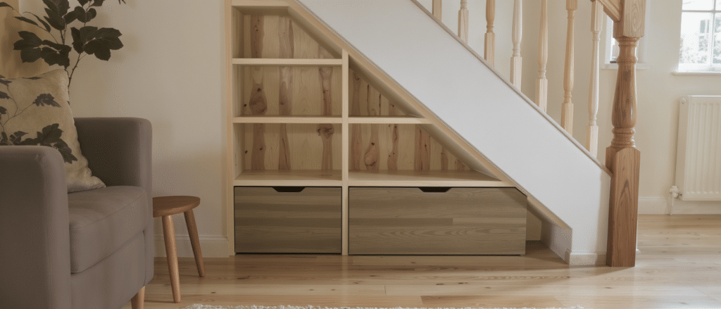 d&eacute;couvrez des id&eacute;es ing&eacute;nieuses de meubles pour optimiser l'espace sous votre escalier et maximiser le rangement dans votre int&eacute;rieur avec style et praticit&eacute;.