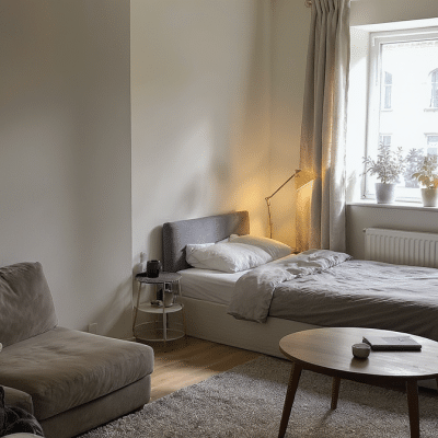 Dans 55 m², une astuce ingénieuse aménage un coin nuit intime sans cloisonner l’espace