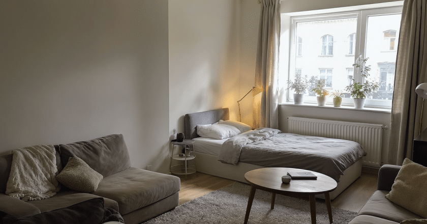 Dans 55 m², une astuce ingénieuse aménage un coin nuit intime sans cloisonner l’espace
