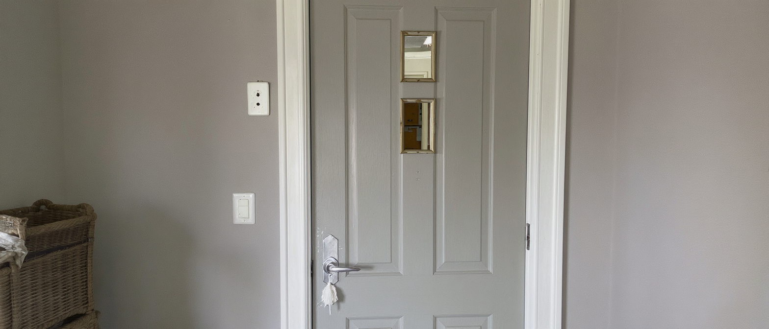 d&eacute;couvrez comment trois petits miroirs et quelques coups de pinceau suffisent &agrave; transformer une porte ordinaire en &eacute;l&eacute;ment d&eacute;co original.