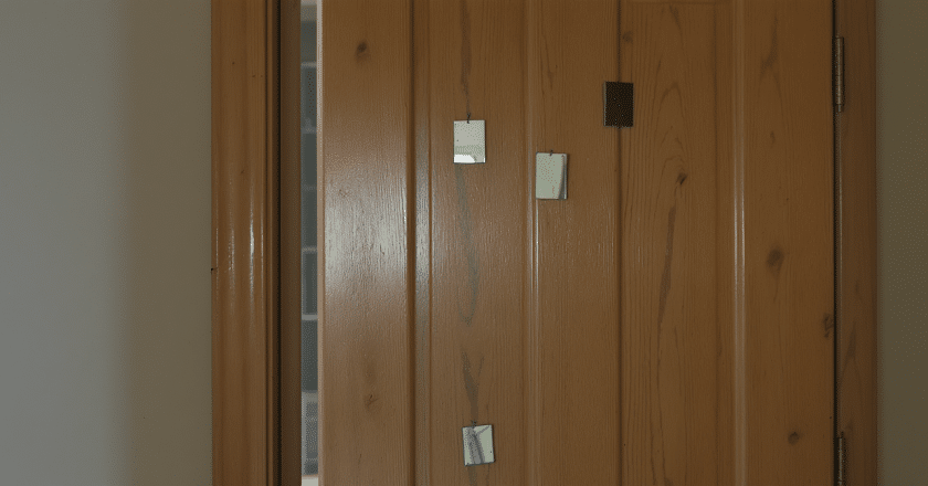 Trois petits miroirs et quelques coups de pinceau métamorphosent une porte ordinaire