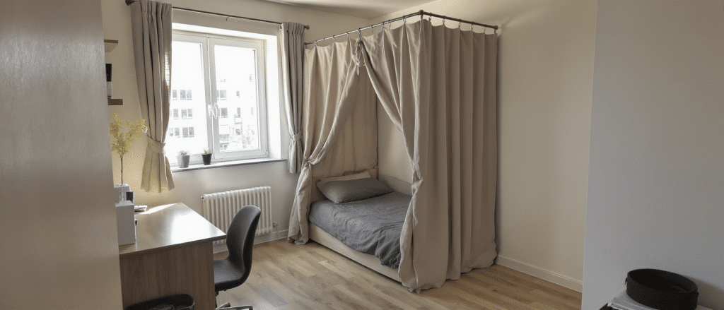 d&eacute;couvrez des id&eacute;es astucieuses pour am&eacute;nager un coin nuit intime dans un studio et cr&eacute;er un espace confortable sans perdre de place.